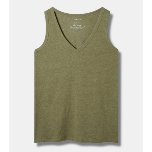 🆕Girlfriend Signature Jersey V-Neck Tank Top 0 L 12 NWT Torrid New! Olive Green - Picture 4 of 5